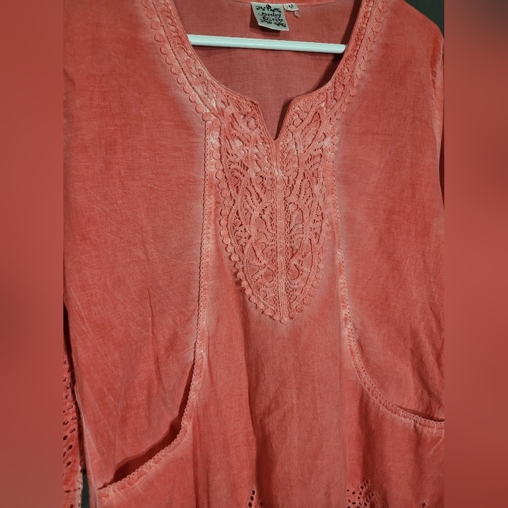 Parsley & Sage Dress Tunic Half Sleeves Embroidered Pockets Bohemian Size Medium - Picture 8 of 8
